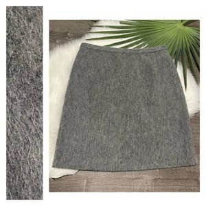 Vintage J Crew Skirt 12 Wool Textured Fur-Look Straight Pencil Gray NEW Deadstoc